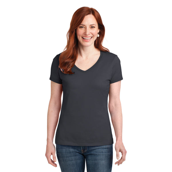 S04V Hanes Ladies Nano T Cotton V Neck T Shirt Shirts n Things